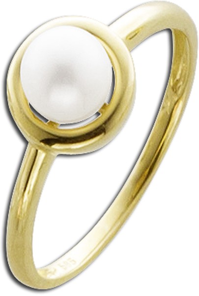 Ring in Gelbgold 333/- miteiner Suesswasserzuchtperle6mm, ringkopf 8,5mm, st 1,1mm, gr 16-20mm