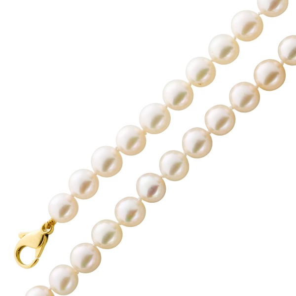 Perlen Kette Gold 585 weiß creme Lustre Akoya japanisch