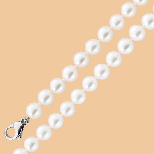 Perlenkette – Akoyazuchtperlen Perlencollier  Weißgold 585 Karabinerverschluß
