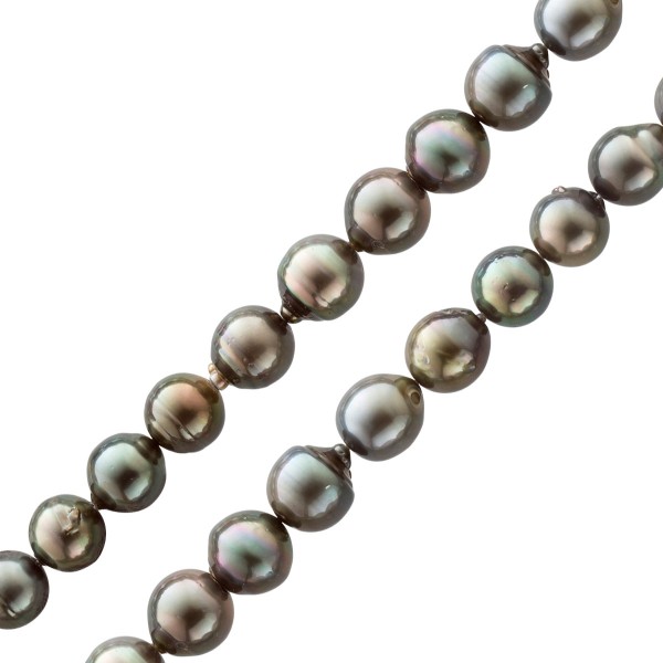 Perlenkette – Tahiti Perlencollier 45cm Verlauf Ø Perlen 10,2-14,2mm Karabiner Gold 333