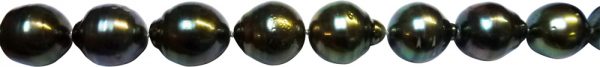 Perlenkette – Tahitizuchtperlen Perlencollier in 43 cm Karabinerverschluss Weissgold 585/-, barockform regenbogenfarbene Lustre