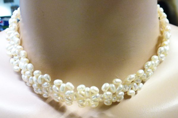 Perlenkette – Süßwasserzuchtperlencollier 38+4cm