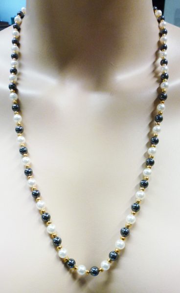 Perlenkette – Perlencollier Hämatit synthetischen Perlen 62cm