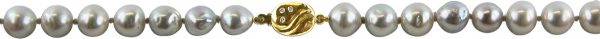 Perlenkette – Perlencollier Akoyaperlen 14kt Gelbgold 6 Brillanten 49cm