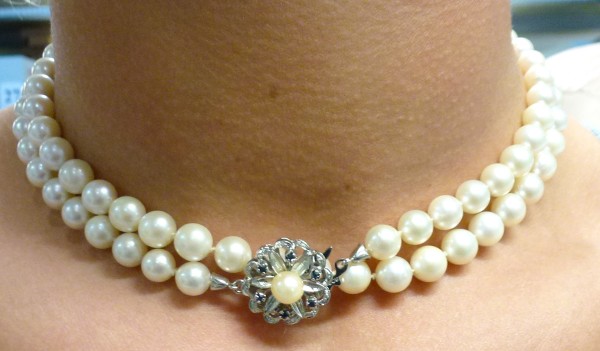 Perlenkette – Perlencollier Akoyaperlen Silber 800 70cm