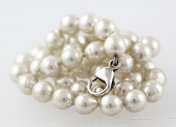 Perlenkette Akoyazuchtperlen 925er Sterling Silber 7mm 40 cm lang Japan