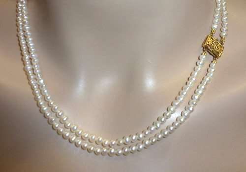 Perlenkette – Zweiteiliges Perlencollier mit feinsten chinesischen Süßwasserzuchtperlen
