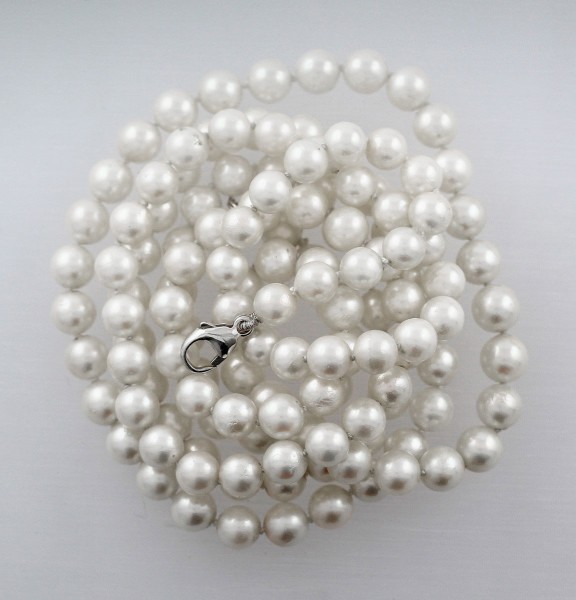 Perlenkette – Perlencollier Sterling Silber 925 japanische Akoyazuchtperle
