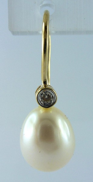 Brillantohrringe – Perlohrringe – Ohrhänger Gelbgold 14Kt/585 Süßwasserzuchtperlen und Brillanten 0,02ct WSI