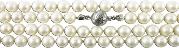 Perlenkette – Perlencollier Sterling Silber 835 japanische Akoyazuchtperle weiß-roséfarbenes Lüster
