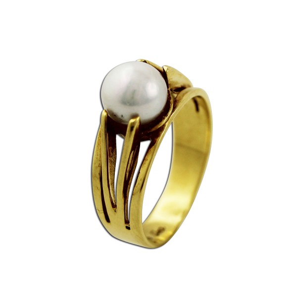 Ring – Perlenring Gelbgold 585 japanischen Akoyazuchtperle