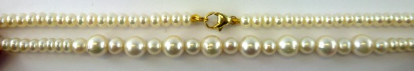 Perlenkette – Perlencollier Gelbgold 14Kt/585 japanische Akoyaperlen und chinesische Süßwasserperlen
