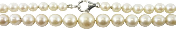 Perlenkette – Perlencollier Sterling Silber 925 japanische Akoyaperlen und cremeroséfarbene Lüster