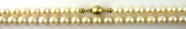 Perlenkette – Perlencollier Gelbgold 585 japanische Akoyazuchtperlen