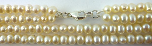 Perlenkette – Perlencollier Sterling Silber 925 chinesische Süßwasserperlen cremefarbene Lüster