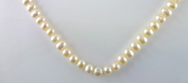 Perlenkette – Perlencollier Sterling Silber 925 chinesische Süßwasserperlen cremefarbene Lüster