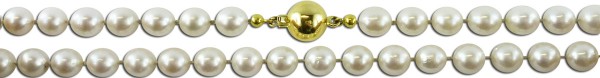 Perlenkette AAA feine Akoyazuchtperlenkette  Akoyaperlencollier runde weiss-cremefarbene Perlen Verschluss Gelbgold 585/-