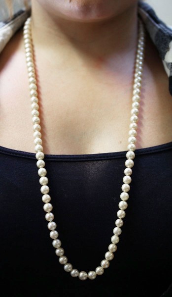 Perlenkette Perlencollier Japanische Akoyazuchtperle feines Luester weiss rosé Weissgold 585 Schliesse