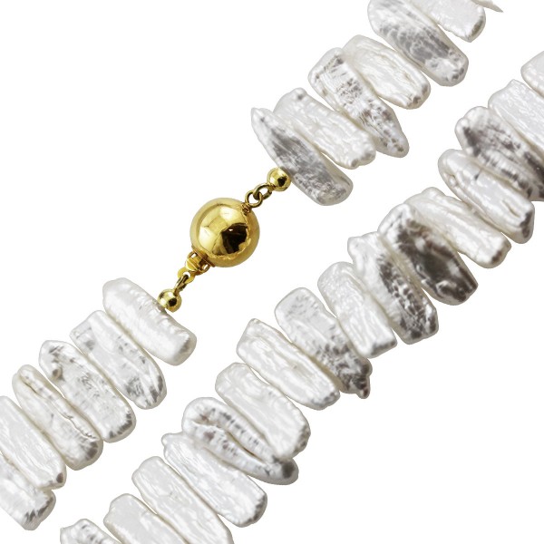 Perlenkette  Perlencollier  japanische Biwazuchtperlen Gelbgold 585  Schliesse