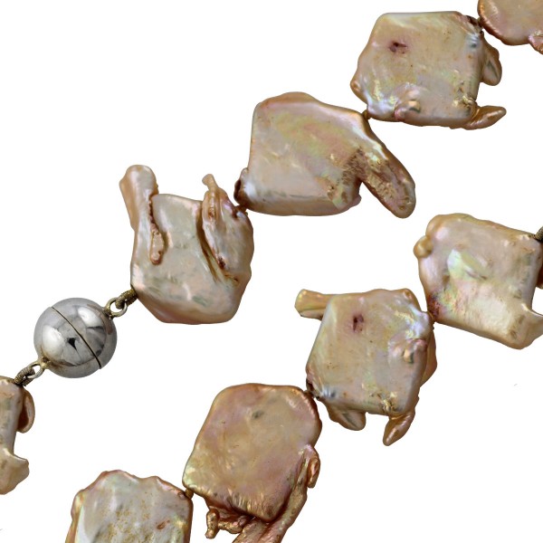 Perlenkette – Perlencollier japanische Biwaperlen mit Magnetverschluss