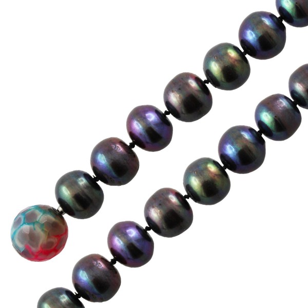 Perlenkette – Perlencollier chinesische Süßwasserzuchtperlen Kristallschließe