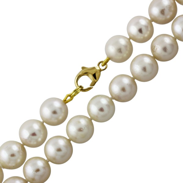 Perlenkette – Perlencollier japanische Akoyazuchtperle Gelbgold 585/- Schließe