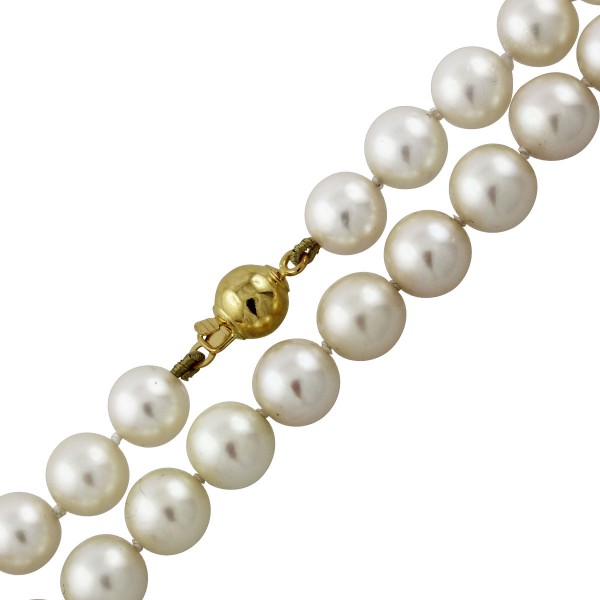Perlenkette – japanische Akoyazuchtperle Gelbgold 585/- Schließe