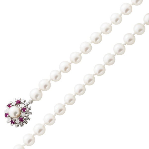 Perlenkette – Perlencollier japanische Akoyazuchtperlen 50cm