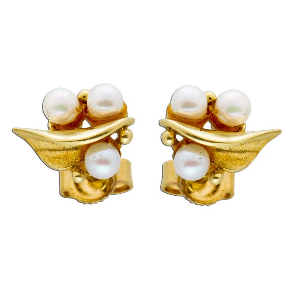 Ohrringe – Ohrstecker Gelbgold 585 japanische Akoyazuchtperlen