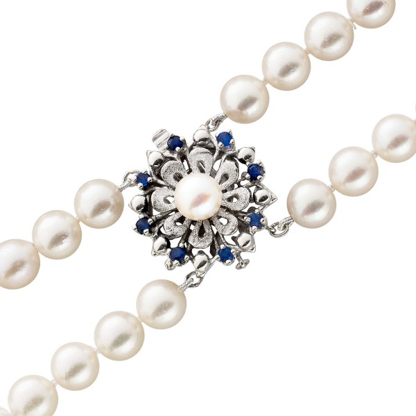 Perlenkette – Perlencollier japanische Akoyaperlen Weißgold 585