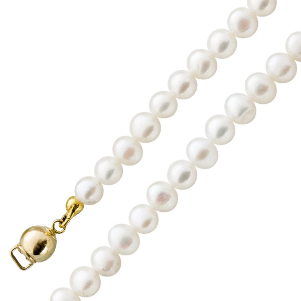 Perlenkette – Perlencollier Süßwasserzuchtperle Gelbgold 585