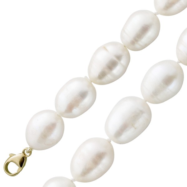 Perlenkette – Perlencollier Biwazuchtperlen Gelbgold 585