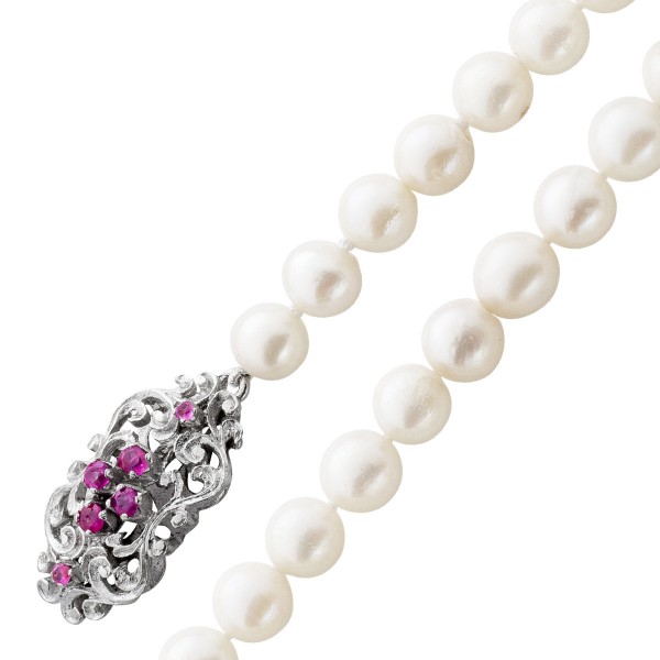 Perlenkette – Perlencollier Weißgold 585 japanische Akoyazuchtperle