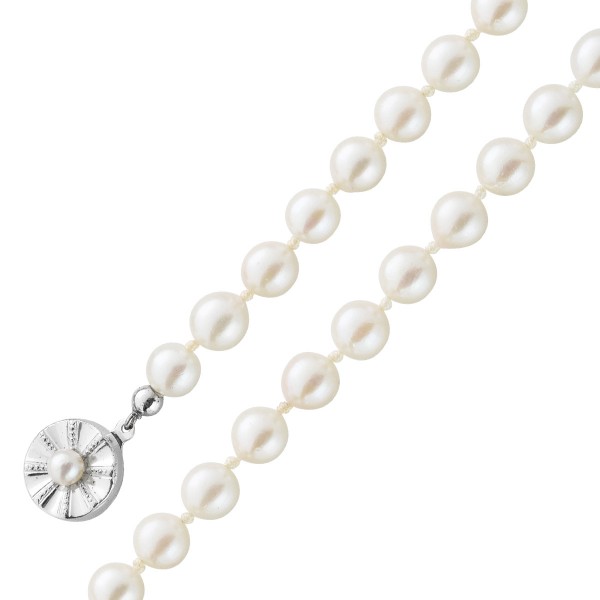 Perlenkette – Perlencollier  japanische Akoyazucht Perlen Weißgold Verschluss 333