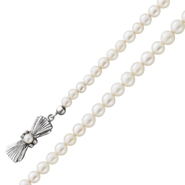 Perlenkette – Perlencollier  japanische Akoyazuchtperlen Verlauf Silber 835