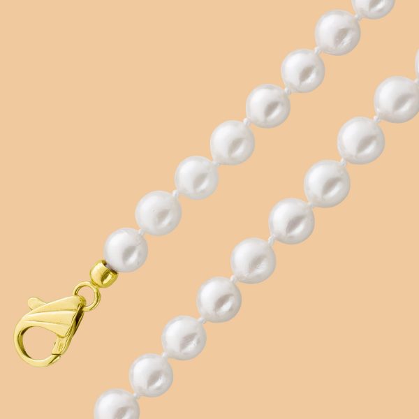 Perlenkette – Perlencollier Gelbgold 333 feinste ganz runde japanische Akoyazuchtperlen weiß rosé Perlenlustre