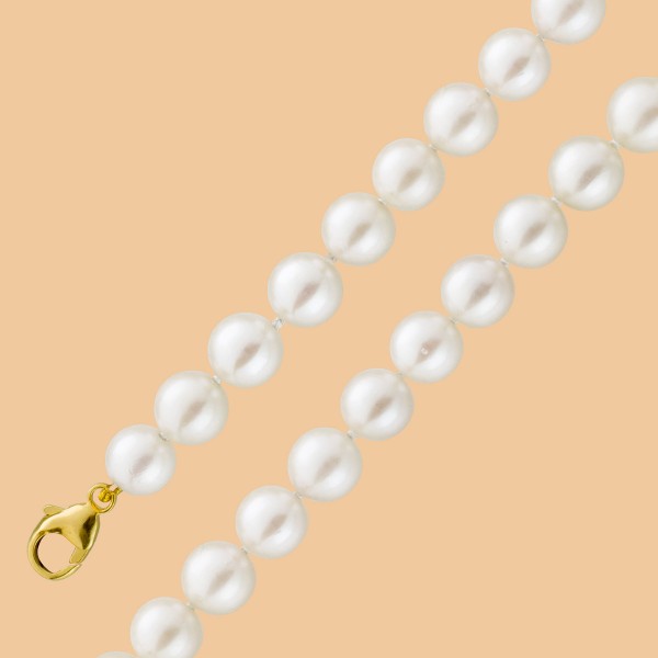 Perlenkette – Perlencollier japanische Akoyazuchtperle Karabiner Gelbgold 333