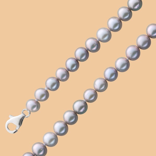 Perlenkette – Collier Perlencollier chinesische Süßwasserzuchtperlen Karabiner SI 925