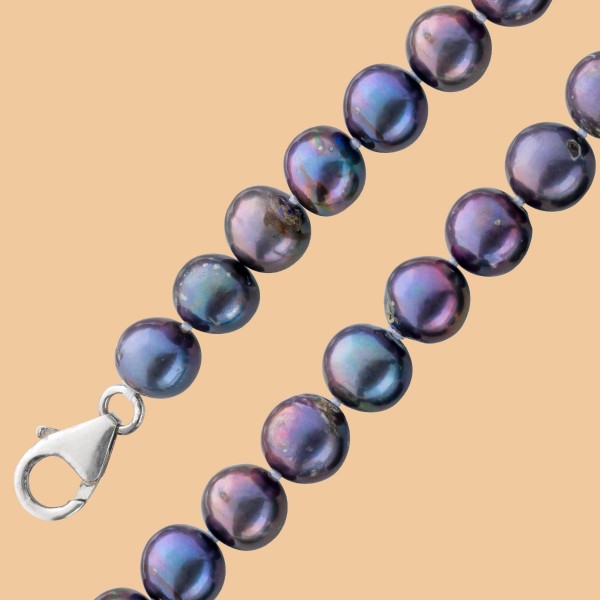 Perlenkette – Perlen Perlencollier chinesische Süßwasserzuchtperle Sterling Silber 925 Karabiner 45cm