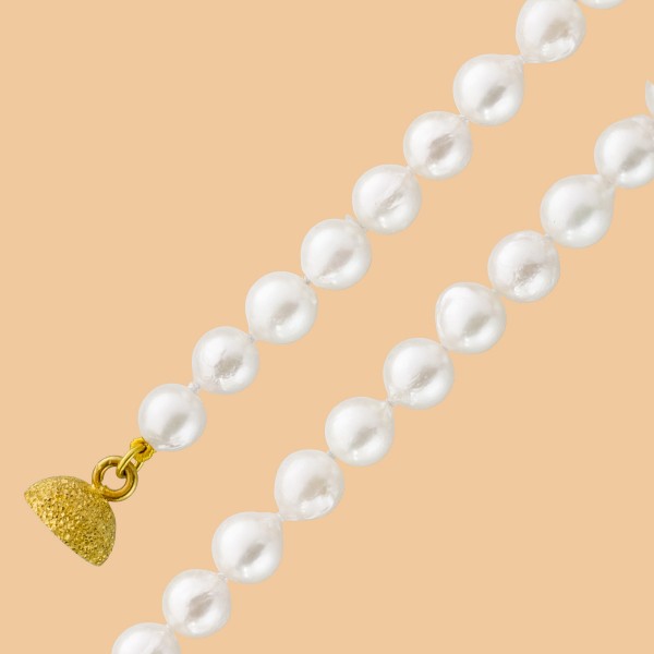 Perlenkette – Perlencollier Sterling Silber 925 vergoldet japanische Akoyazuchtperlen fast ganz rosé Lüster