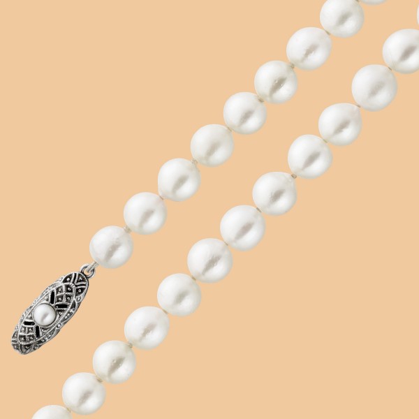 Perlenkette japanischen Akoyaperlen Sterling Silber 925 Verschluss