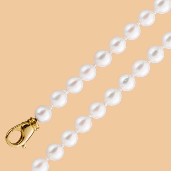 Perlenkette weisse rosee AAA  Japanische Akoyaperlenkette