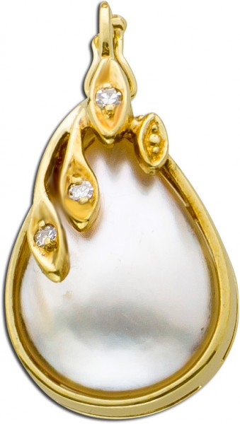 Mabe Perlen Anhänger Gelbgold 585 poliert  Diamanten 8/8 TW/SI