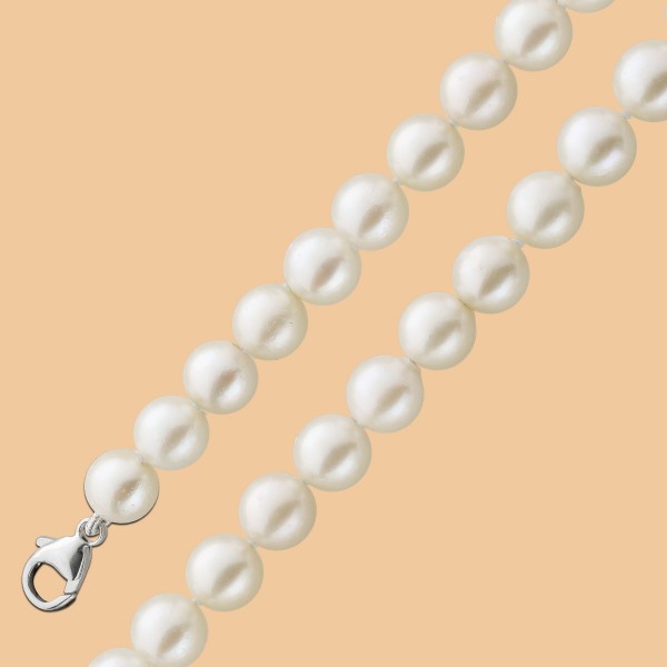 Weisse feine Perlenkette – Perlencollier japanische Akoyazuchtperlen