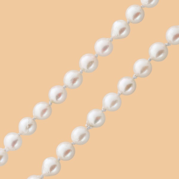 Perlenkette – Endlos geknüpfte langes – Perlencollier rosè-creme japanische Akoyazuchtperlen