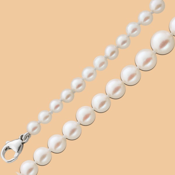 Perlenkette – Perlencollier rosé schimmernden japanischen Akoyazuchtperlen Sterling Silber 925