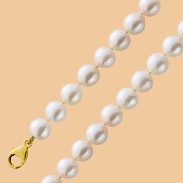 Perlenkette – Perlencollier japanische Akoyazuchtperlen Gelbgold 585 creme rose