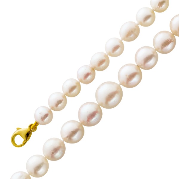 Perlenkette Japanische Akoyazuchtperlen weiss rosefarben Gelbgold 585