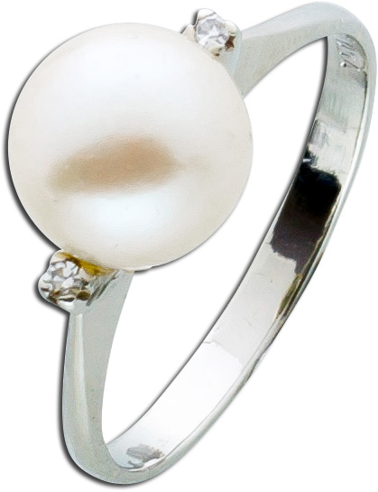 Weißgoldring 750 japanische Akoya Perle Diamanten Einzelstück