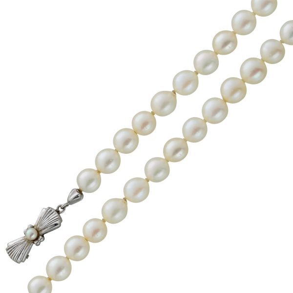 Perlenkette weißen Akoyaperlen Weißgold 333 Schließe Perlenschmuck
